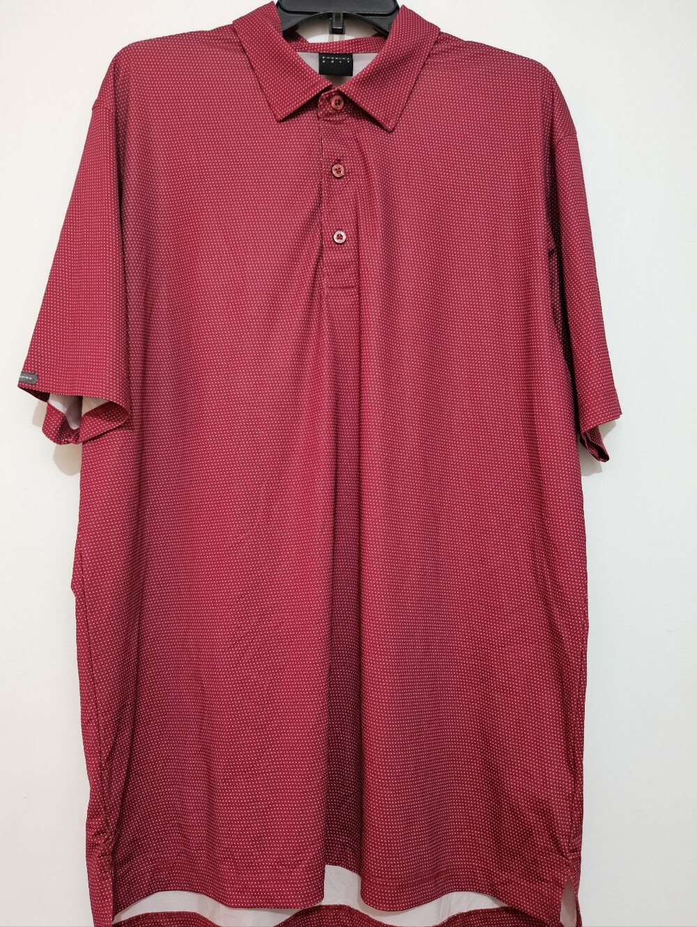 Dunning Golf Men's Red Polka Dot Golf Polo Shirt Collared Short Sleeve Size L